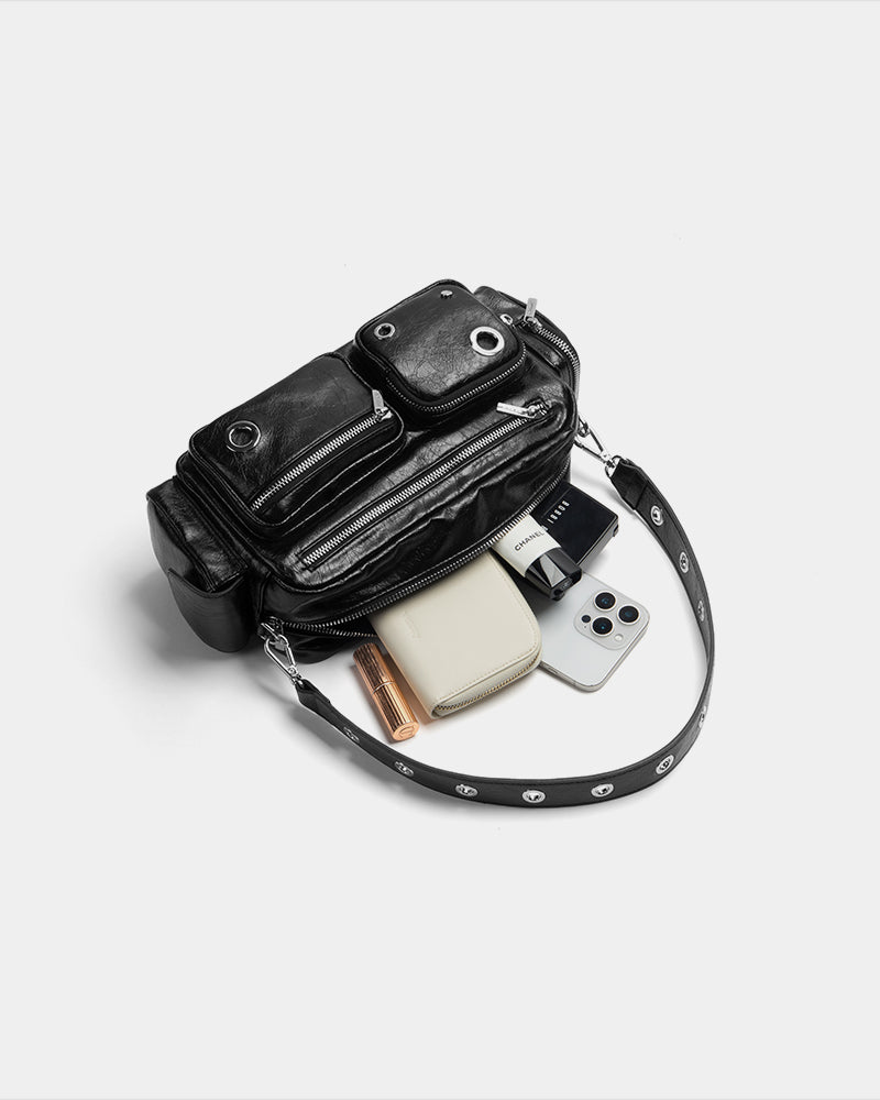 Wandering Urban Heavy Metal Crossbody Bag Black