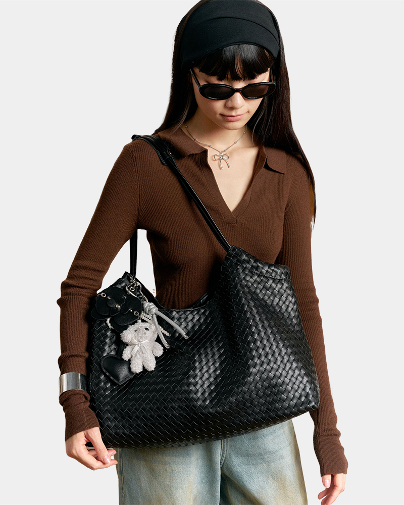 Romantic Decoding Woven Tote Bag Large