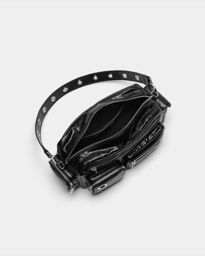 Wandering Urban Heavy Metal Crossbody Bag Black