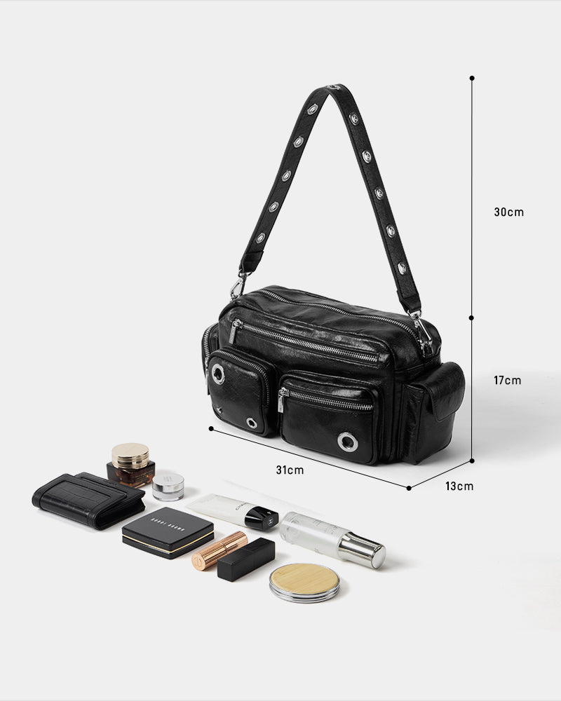 Wandering Urban Heavy Metal Crossbody Bag Black