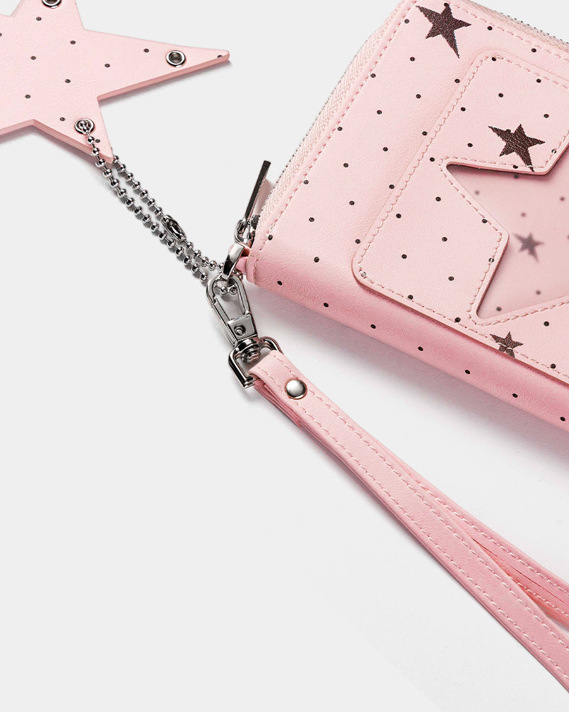 Pink Passport Holder with Stars and Polka Dots